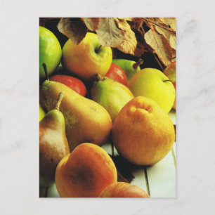 Postal Fruta y verduras, manzanas y peras