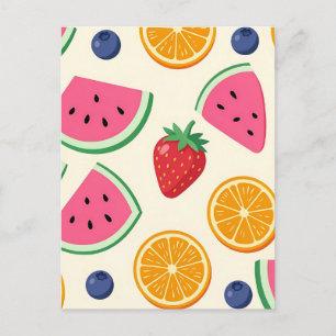 Postal Frutas Coloridas de Verano Sandía Naranja