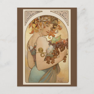 Postal Frutas de Alphonse Mucha, Arte Nouveau Vintage