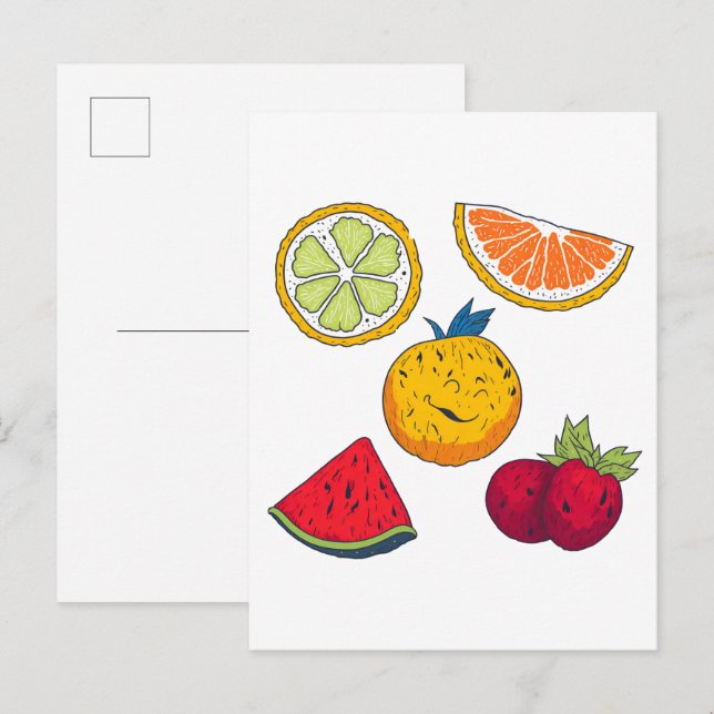 Postal Frutas por Nico  (Anverso / Reverso)