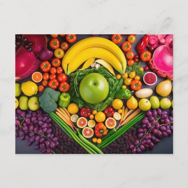 Postal Frutas Verduras Alimentos saludables Dieta vegetar (Anverso)