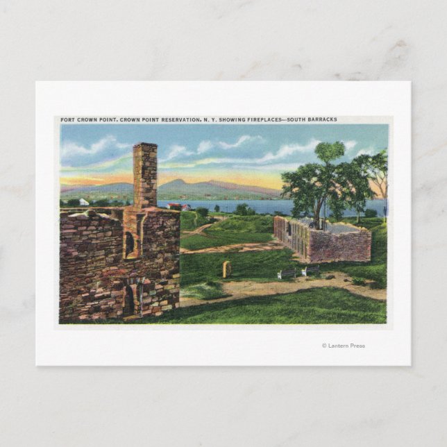 Postal Ft Crown Point View of South Barracks (Anverso)