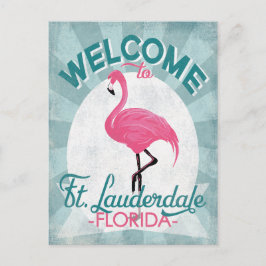 Postal Ft Lauderdale Florida Pink Flamingo Retro