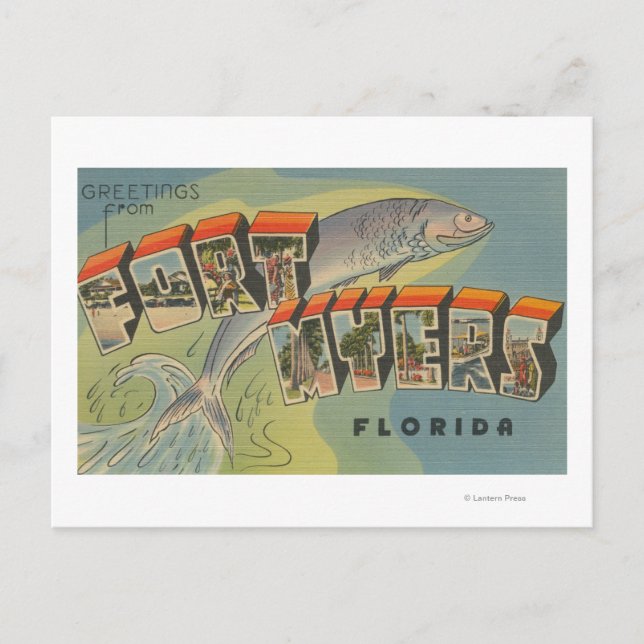Postal Ft. Myers, Florida - Grandes Escenas de letras (Anverso)