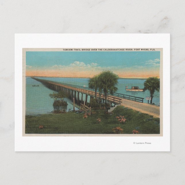 Postal Ft. Myers, Florida - Vista del puente sobre el sen (Anverso)