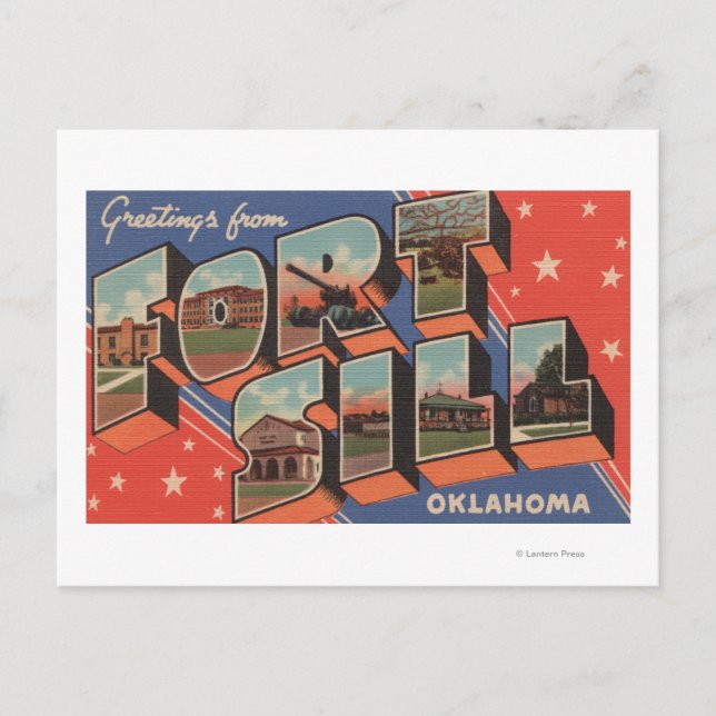 Postal Ft. Sill, Oklahoma - Escenas de letras grandes (Anverso)
