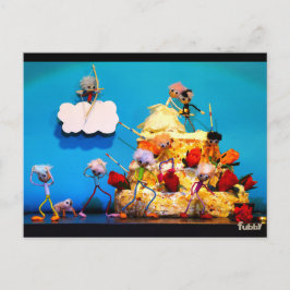 Postal Fubby bruiloft met cupido die voor liefde zorgt.