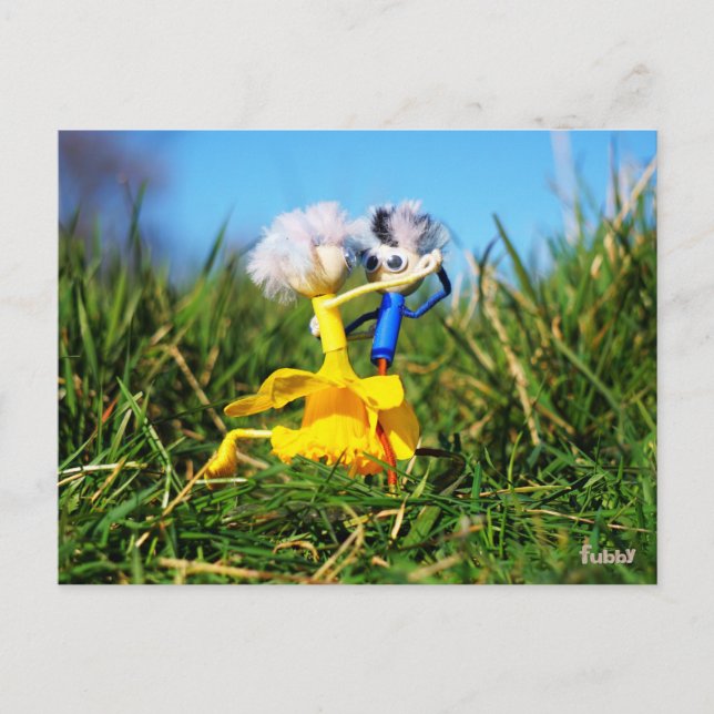 Postal Fubby poppetjes die dansen met Narcissenjurk. (Anverso)