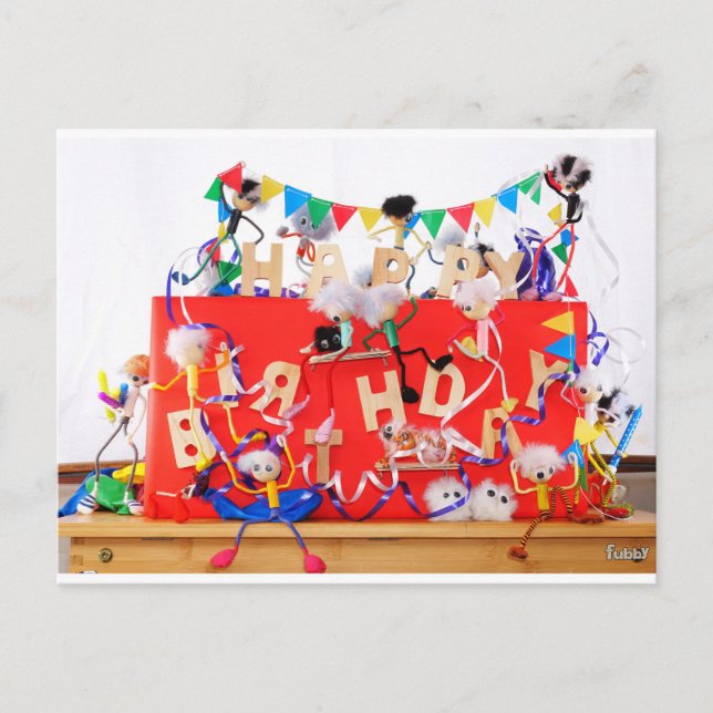 Postal Fubby's die feest vieren voor verjaardag. (Anverso)