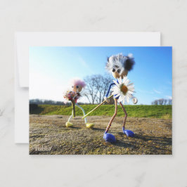 Postal Fubby's in natuur met madeliefjes.