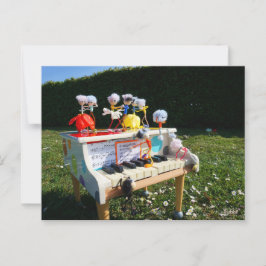 Postal Fubby's op piano die muziek maken en dansen.