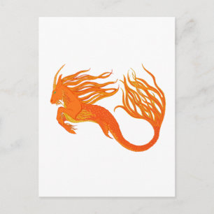 Postal Fuego de Naranja de caballos de Koi
