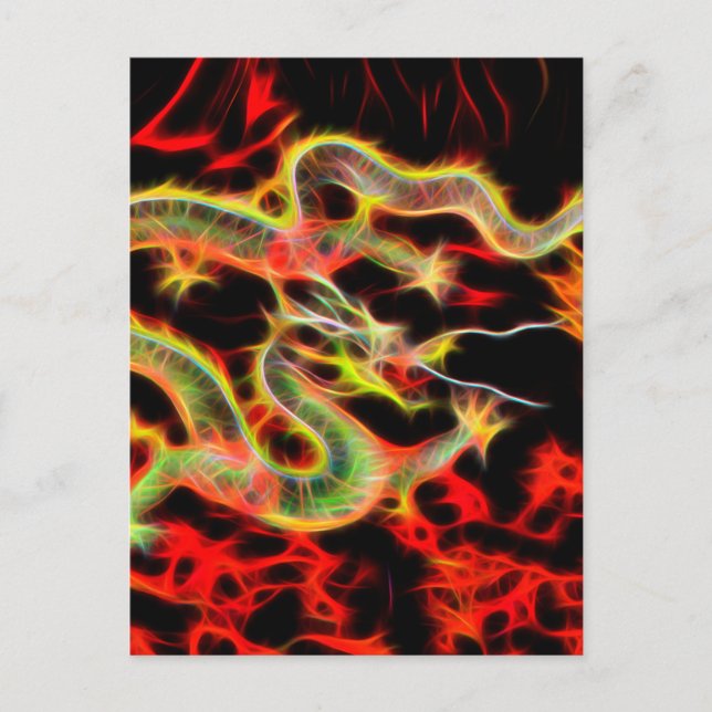 Postal Fuego de serpiente dragón en energía afortunada (Anverso)