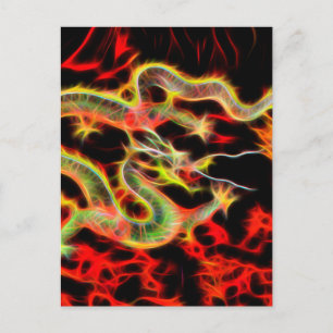 Postal Fuego dragón en energía afortunada