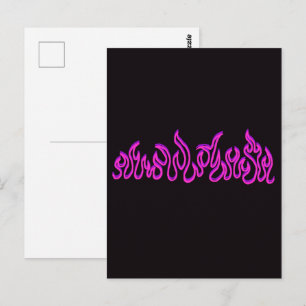 Postal Fuego Llamas Fuego Rosa Púrpura Contorno