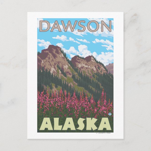 Postal Fuego y Montañas - Dawson, Alaska (Anverso)