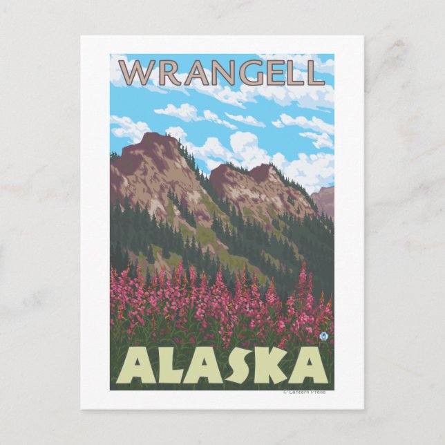 Postal Fuego y montañas - Wrangell, Alaska (Anverso)