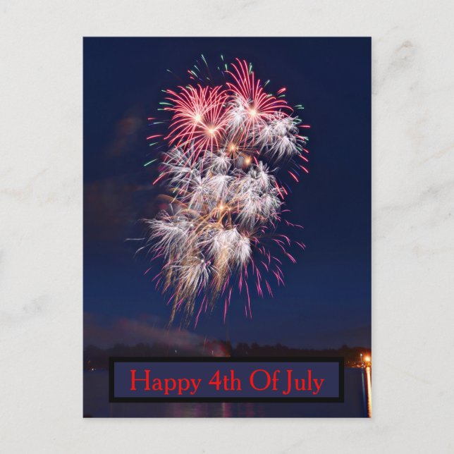 Postal Fuegos artificiales 4 De Julio Día De La Independe (Anverso)