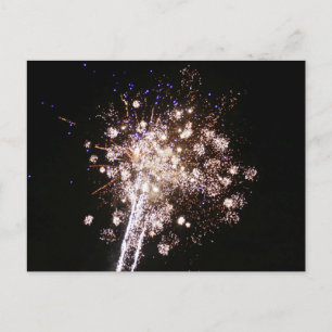 Postal Fuegos Artificiales Azules y Blancos