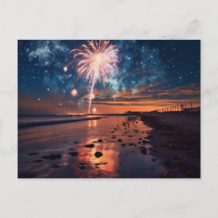 Postal Fuegos artificiales de bonito Beach