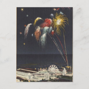 Postal Fuegos artificiales de Coney Island