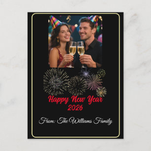 Postal Fuegos artificiales de fotos personalizables Feliz