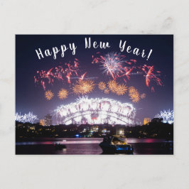 Postal Fuegos artificiales en el puente de Sydney Harbour