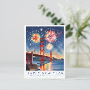 Postal Fuegos artificiales personalizados de Año Nuevo en