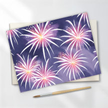 Fuegos artificiales púrpura | Acuarela Pastel