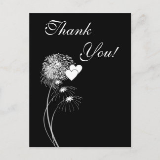 Postal Fuegos artificiales y corazones Gracias Postcard