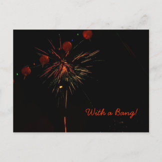 Postal - Fuegos artificiales y faroles