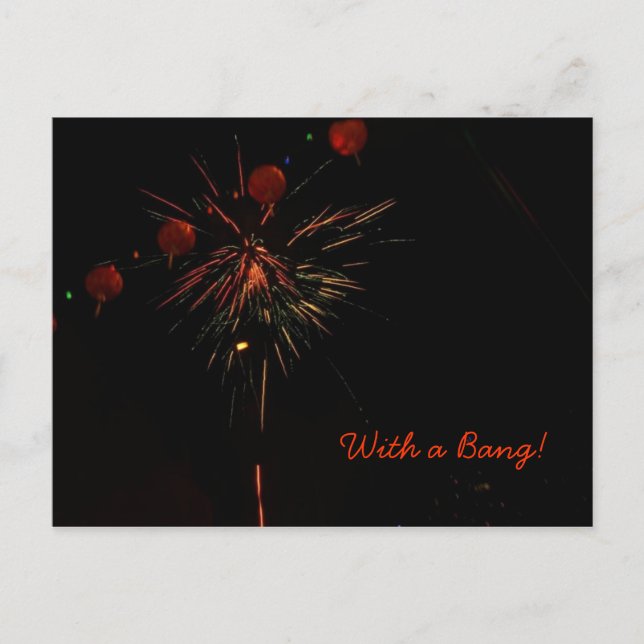 Postal - Fuegos artificiales y faroles (Anverso)