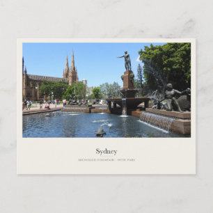 Postal Fuente Archibald y Catedral de Santa María, Sydney