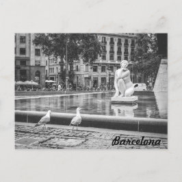 Postal Fuente BnW Plaça de Catalunya, Barcelona