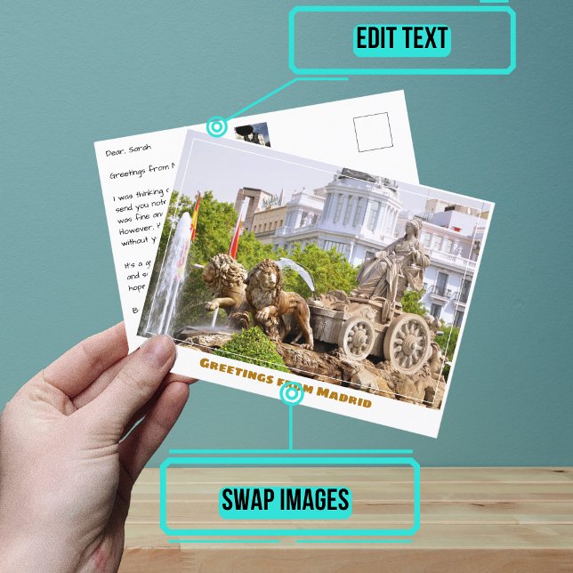 Postal Fuente Cibeles Madrid España Moderna (Share your experiences with these stylish template postcards.)