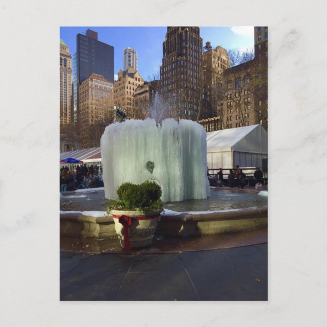 Postal Fuente congelada Bryant Park Manhattan New York NY (Anverso)