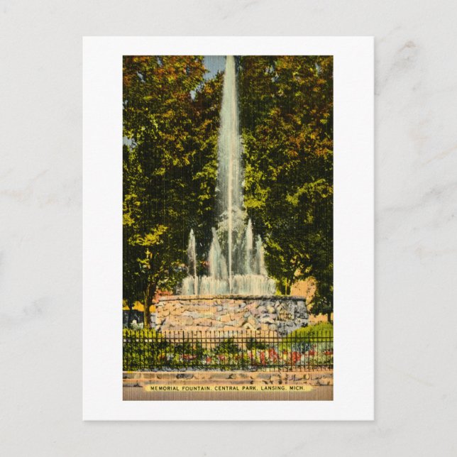 Postal Fuente conmemorativa, Central Park, Lansing, Michi (Anverso)