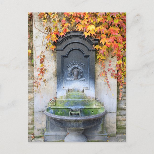 Postal Fuente de agua potable en otoño, Hungría (Anverso)