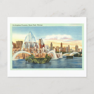Postal Fuente de Buckingham, Grant Park, Chicago Vintage