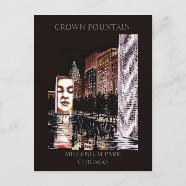 Postal Fuente de la Corona Millenium Park Randsom Art (Anverso)