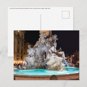 Postal Fuente de los Cuatro Ríos en Piazza Navona en Roma