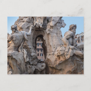 Postal Fuente de los Cuatro Ríos en Piazza Navona - Roma