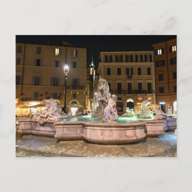Postal Fuente de Neptuno en la Piazza Navona - Roma (Anverso)