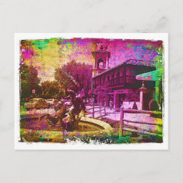 Postal Fuente de Neptuno Vintage Colorful Grunge