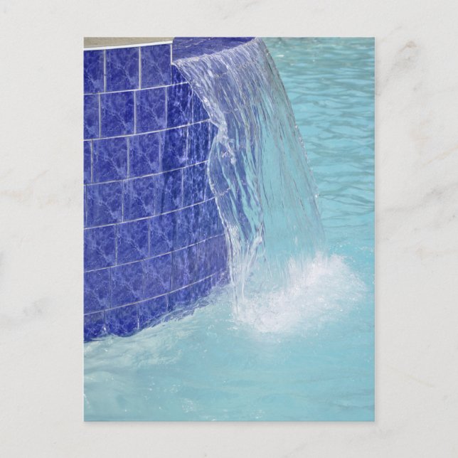 Postal fuente de piscina de azulejos azules (Anverso)