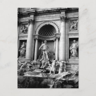Postal Fuente de Trevi Blanco Negro Roma Fotografía de Vi