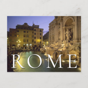 Postal Fuente de Trevi de Noche   Roma, Lazio, Italia