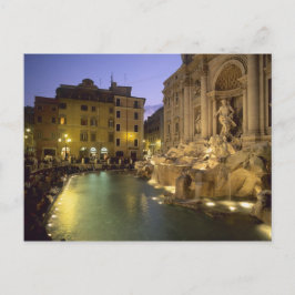 Postal Fuente de Trevi de noche, Roma, Lazio, Italia