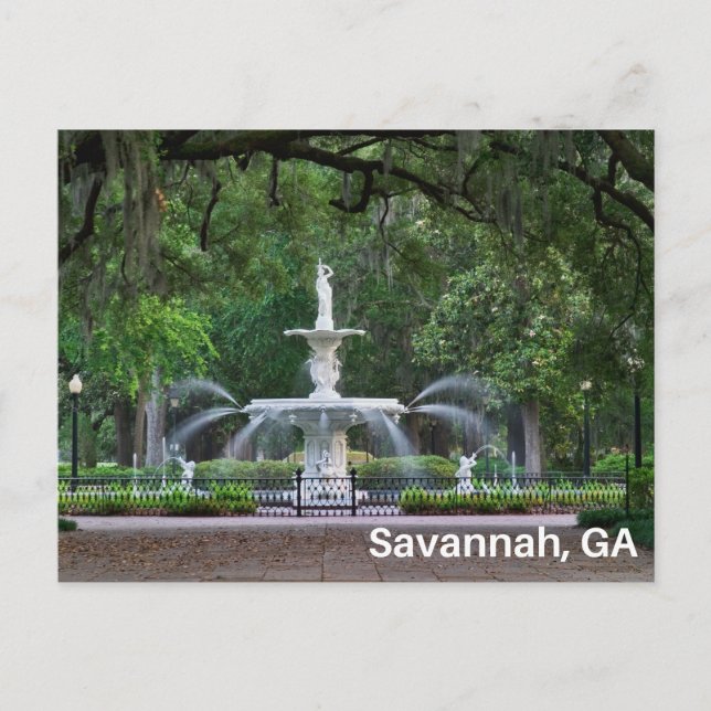 Postal Fuente del Forsyth Park en Savannah, GA (Anverso)