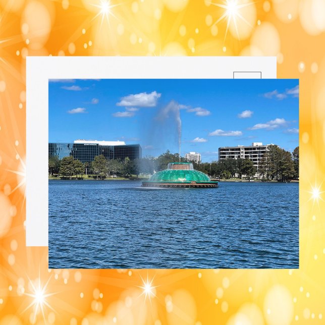 Postal Fuente del lago Eola Orlando Florida Foto (A postcard featuring a photo of the Lake Eola Fountain in Orlando, Florida)